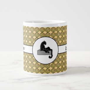 Boss Lady Black Cat und Pink Blume Gelb Jumbo-Tasse