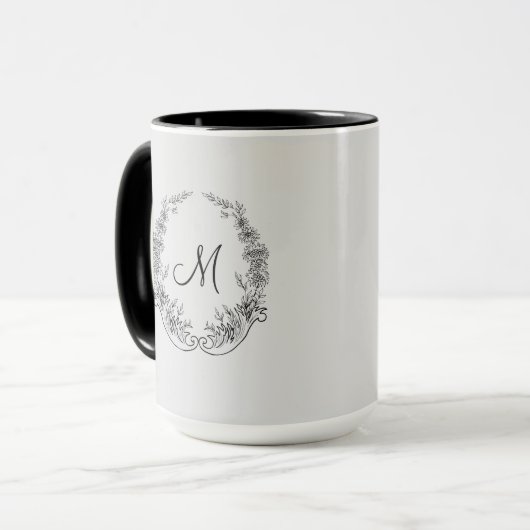 Boss Lady Black Gray Monogram Ringer 15oz Tasse (Vorderseite Links)