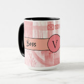 Boss Lady Black Monogram Abstrakt 3 Ringer 15oz Tasse (Vorderseite Links)