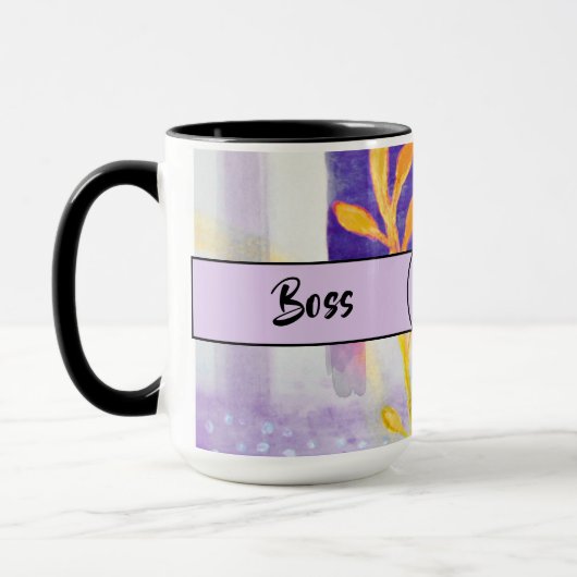 Boss Lady Black Monogram Abstrakt 3 Ringer 15oz Tasse (Links)