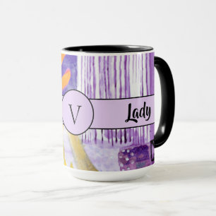 Boss Lady Black Monogram Abstrakt 3 Ringer 15oz Tasse