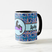 Boss Lady Black Pink Cat Ringer 15oz Tasse (VorderseiteRechts)