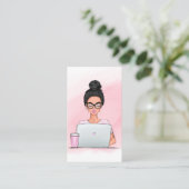 Boss Lady Blogger QR Code Business Card Visitenkarte (Stehend Vorderseite)