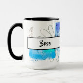 Boss Lady Blue Monogram Abstrakt Ringer 15oz Tasse (Links)