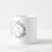 Boss Lady Boho Greenery Wreath Red Berries Holiday Kaffeetasse (Vorderseite Links)