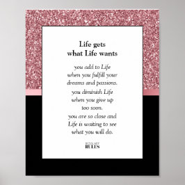 Boss Lady Business Motivation Pink Glitzer Black Poster