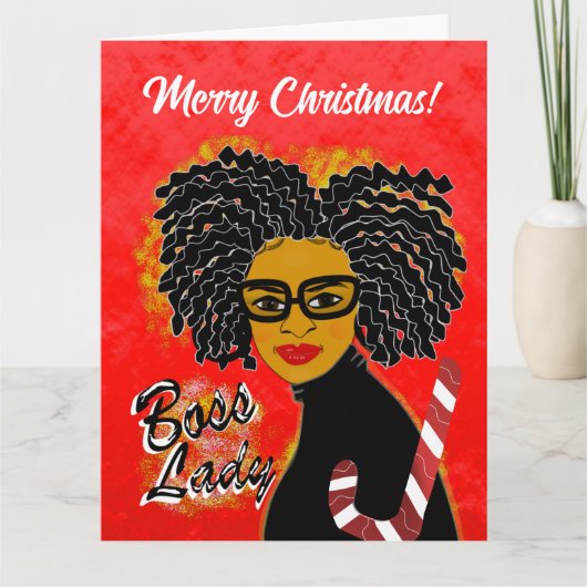 Boss Lady Candy Cane Merry Christmas Grußkarte Karte (Vorderseite)