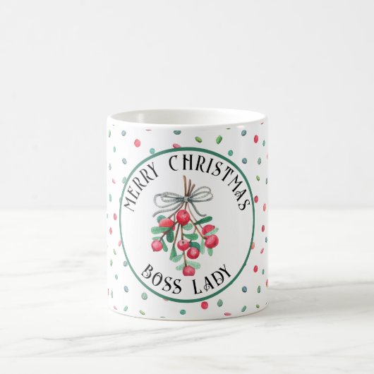 Boss Lady, Christmas Mistletoe Candy Muster 11oz Kaffeetasse (Mittel)