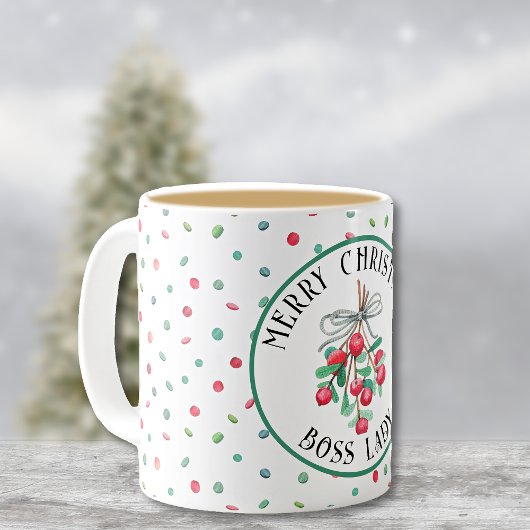 Boss Lady, Christmas Mistletoe Candy Muster 11oz Kaffeetasse