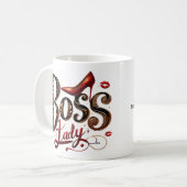 Boss Lady Christmas Mug – Holiday Heels Edition Kaffeetasse (Vorderseite Links)
