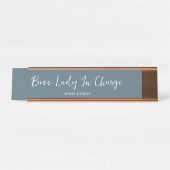 Boss Lady Dusty Blue Gold Office Personalisiert Schreibtischnamensplakette (Vorderseite )
