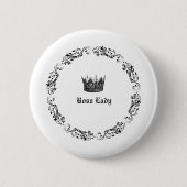 Boss Lady Elegante Crown Black and White Button (Vorderseite)