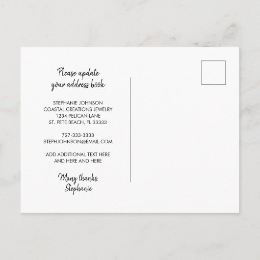 Boss Lady Entrepreneur Zuhause Office Moving Ankündigungspostkarte (Rückseite)