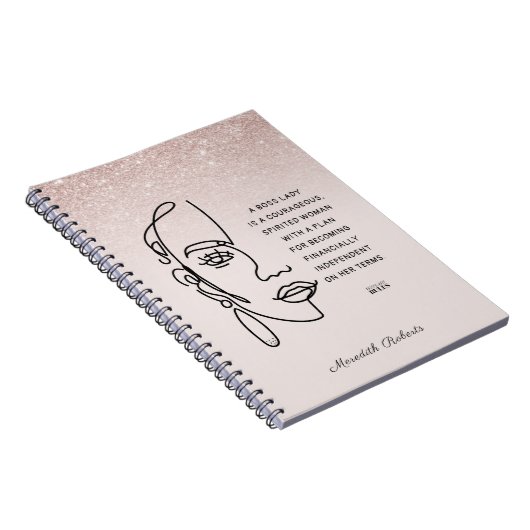 Boss Lady Face Rose Gold Ombre Motivierend Zitat Notizblock (Rechte Seite)