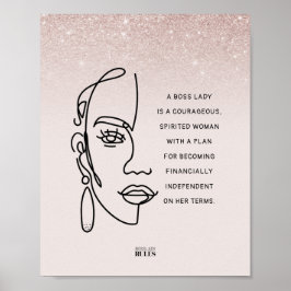 Boss Lady Face Rose Gold Ombre Motivierend Zitat Poster