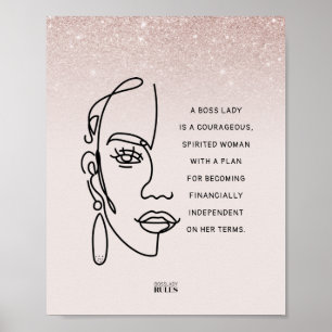 Boss Lady Face Rose Gold Ombre Motivierend Zitat Poster