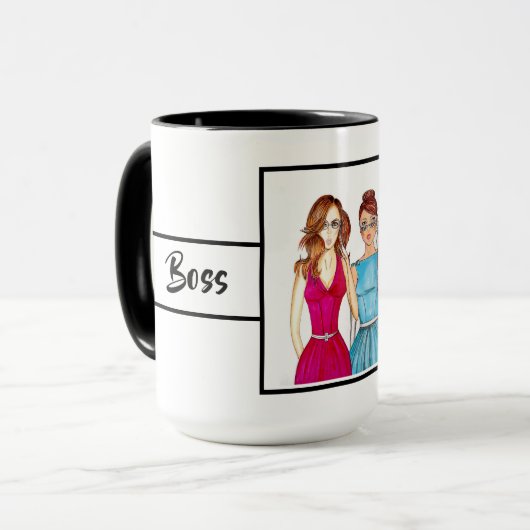 Boss Lady Fashion Bright Ringer 15oz Tasse (Vorderseite Links)