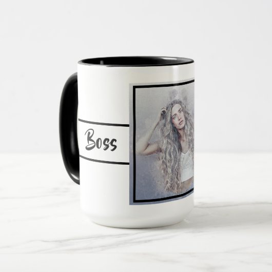 Boss Lady Foto Ringer 15oz Tasse (Vorderseite Links)