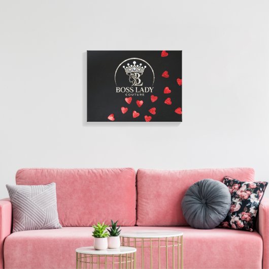 Boss Lady Hearts Gespannte Leinwanddruck (Insitu (Wohnzimmer))