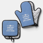 Boss Lady Janets Küche muss Cool blau sein Ofenhandschuh & Topflappen-Set (Vorderseite/Rückseite)