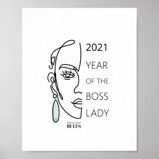 Boss Lady Line Art Face Typography Motivational Poster (Vorne)