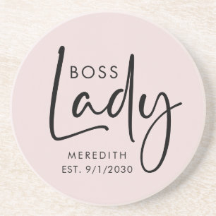 Boss Lady Logo Rosa getönt Personalisiert Getränkeuntersetzer