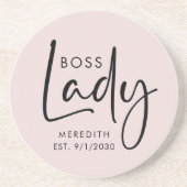 Boss Lady Logo Rosa Personalisiert Getränkeuntersetzer (Vorne)