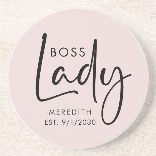 Boss Lady Logo Rosa Personalisiert Getränkeuntersetzer (Vorne)