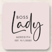 Boss Lady Logo Rosa Personalisiert Getränkeuntersetzer (Vorderseite)