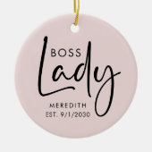 Boss Lady Logo Rosa Personalisiert Keramik Ornament (Vorne)