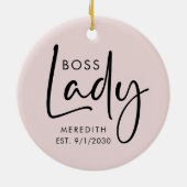 Boss Lady Logo Rosa Personalisiert Keramik Ornament (Hinten)