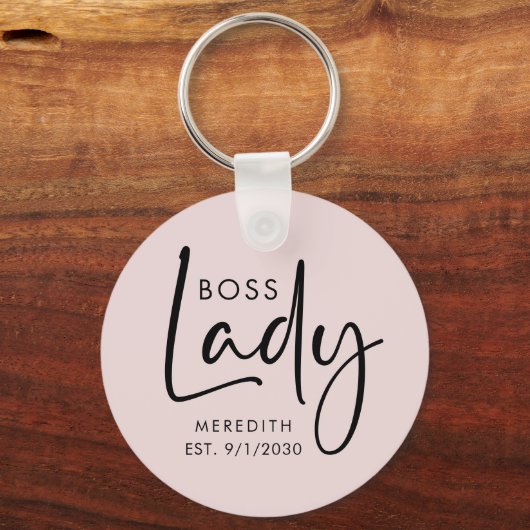 Boss Lady Logo Rosa Personalisiert Schlüsselanhänger (Vorderseite)