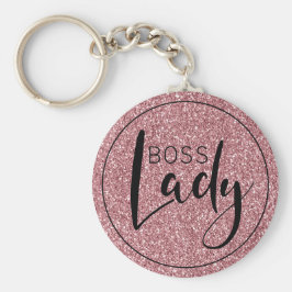 Boss Lady Logo Trendy Girly Pink Glitzer Schlüsselanhänger