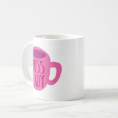 BOSS Lady mit rosa Kaffeetasse (Vorderseite Links)
