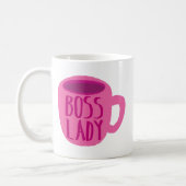 BOSS Lady mit rosa Kaffeetasse (Links)