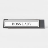 Boss Lady Modern Black & White Chic Double Boarder Schreibtischnamensplakette (Vorderseite )