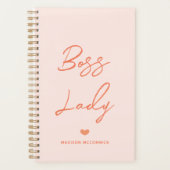 Boss Lady Modern Pastel Orange Script Personalisie Planer (Vorderseite)