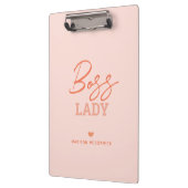 Boss Lady Modern Pink Orange Script Herz Monogram Klemmbrett (Links)
