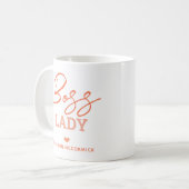 Boss Lady Modern Pink Orange Script Personalisiert Kaffeetasse (Vorderseite Links)