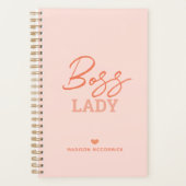 Boss Lady Modern Pink Orange Script Personalisiert Planer (Vorderseite)