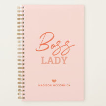 Boss Lady Modern Pink Orange Script Personalisiert