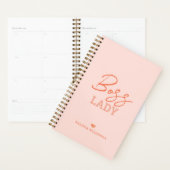 Boss Lady Modern Pink Orange Script Personalisiert Planer (Anzeige)
