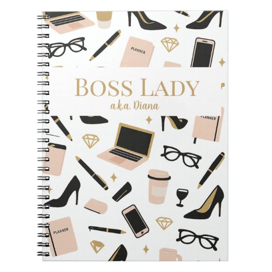 Boss Lady Notebook – Custom Name Gift for Women Notizblock (Vorderseite)