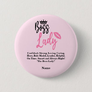 Boss Lady, Personalisierter Name Geschenk für sie Button