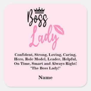 Boss Lady, Personalisierter Name Geschenk für sie Quadratischer Aufkleber