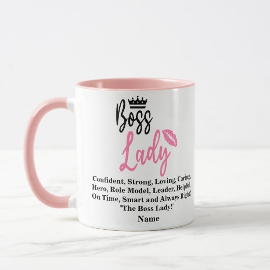Boss Lady, Personalisierter Name Geschenk für sie Tasse (Links)