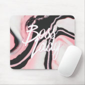 Boss Lady Pink Black Painted Marmor Mousepad (Mit Mouse)