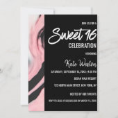 Boss Lady Pink Black Painted Marmor Sweet 16 Einladung (Vorderseite)