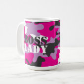 Boss Lady Pink Camouflage Getränke Reisecoffee Mug Kaffeetasse (Vorderseite Links)