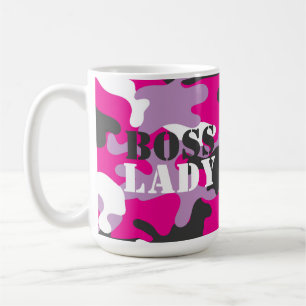 Boss Lady Pink Camouflage Getränke Reisecoffee Mug Kaffeetasse